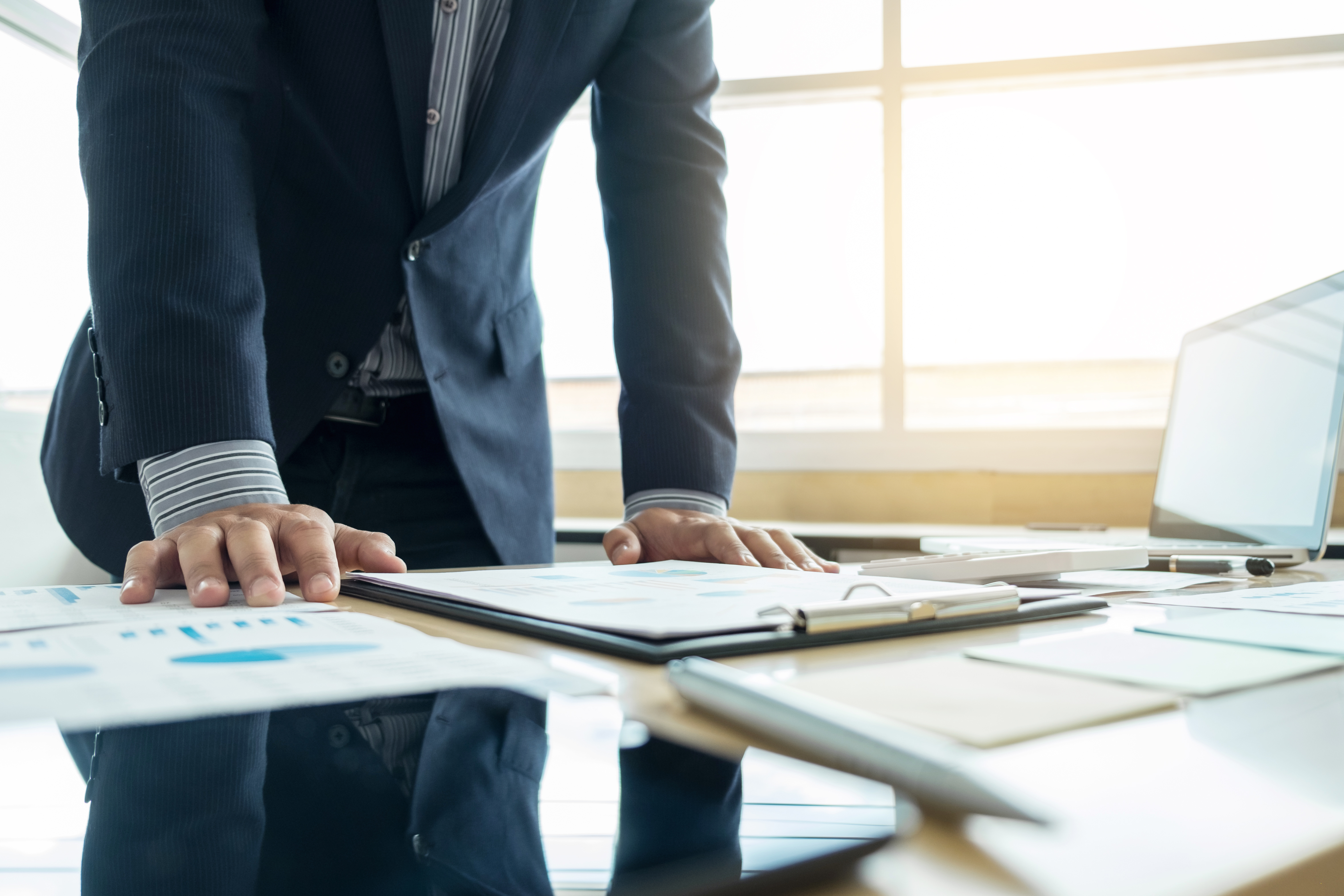 Business professional reviewing an energy contract